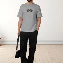 AUSK Graphic Printed Round Neck Drop-Shoulder Sleeves Pure Cotton Oversized T-shirt image 5