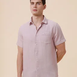 Crocodile Textured Spread Collar Short Sleeves Pure Cotton Shirt-picture-35