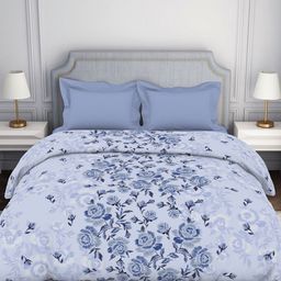 SPACES White & Blue Floral Printed Pure Cotton Double Bed Comforter-picture-38