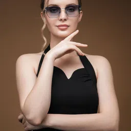 IDOR Women Brown Lens & Brown Rectangle Sunglasses with UV Protected Lens image 3