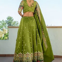 Zeel Clothing Embroidered Sequinned Silk Semi-Stitched Lehenga & Blouse With Dupatta image 4