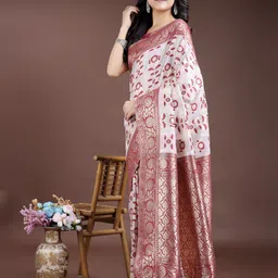 KALINI Woven Design Zari Saree With Blouse Piece image 3