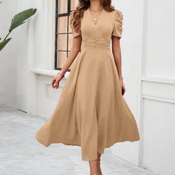 Sugathari Puff Sleeve A-Line Midi Dress-picture-22