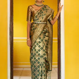 KALINI Woven Design Zari Organza Kanjeevaram Saree-picture-30