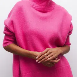 StyleCast Women Solid Turtle Neck Cable Knit Oversized Pullover-image-92