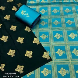 CANIZZARO Ethnic Motifs Zari Silk Blend Heavy Work Banarasi Saree image 4