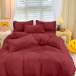BREVARD Maroon Single Duvet Cover-image-62