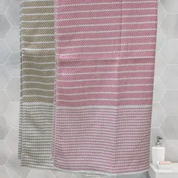 Myntra Elegant Homes Pink & Beige 2 Pieces Striped Cotton 210 GSM Bath Towels-image-68
