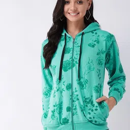 PIVL Women Floral Printed Hooded Windcheater  Jacket image 1