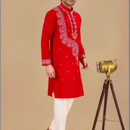 FRANSCART Men Embroidered Thread Work Kurta image 4