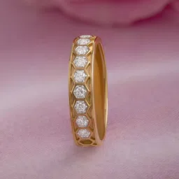 Mia by Tanishq 14 KT Gold Honeycomb Flex Diamond-Studded Finger Ring - 3.63 g-picture-11