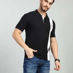 BE POSITIVE Men Striped Polo Collar Slim Fit T-shirt image 4