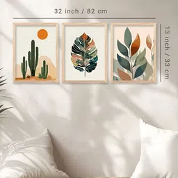 Kotart Brown & White 3 Pieces Abstract Printed Wooden Wall Arts image 5