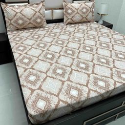 Pure Decor Brown & White Ethnic Motifs Queen Bedsheet with 2 Pillow Covers-picture-48