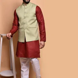PRINTCULTR Men Regular Pure Cotton Kurta with Trousers image 3