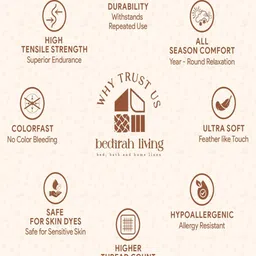 Bedirah Living Cream Printed Pure Cotton 500TC King Bedsheet With Pillow Covers-108"x108" image 3