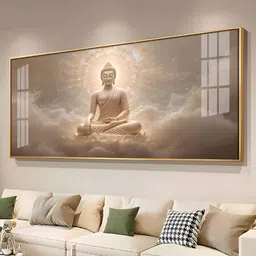 THE NEXT DECOR Majestic Buddha Aura Glass Finish Horizontal Wall Art-picture-17