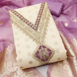 MANVAA Embroidered Unstitched Dress Material image 2