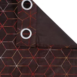 Myntra Elegant Homes Brown & Red 2 Pieces Velvet Abstract Printed Door Curtain image 4