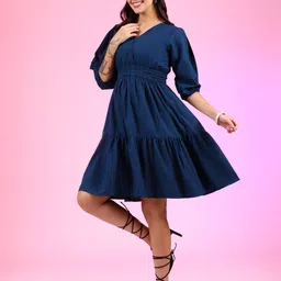 Raiyani Enterprise Crepe Fit & Flare Midi Dress image 2
