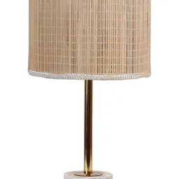 Aura Beige & Brown Textured Metal Cylinder Shaped Table Lamp image 4