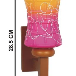 1ST TIME Pink & Brown Textured Wood Frustum Shaped Wall Lamp image 3