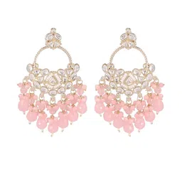 Handmade Gold Plated Kundan Bali Earrings with Colorful Drop Moti Bollywood Style by Zarmar Fashion Jewellery-picture-11