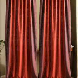 Peepul Tree Red & Brown Set of 2 Floral Sheer Door Curtain-image-15