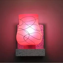 1ST TIME Pink & Pink Printed Wood Contemporary Abstract Shaped Shaped Wall Lamp image 2