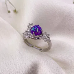 ISHKAARA Rhodium-Plated Moon Star Crystal Ring-picture-19