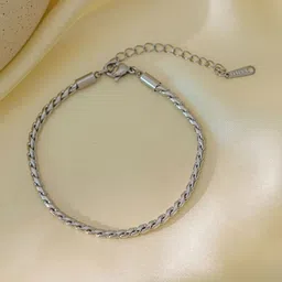 MYKI Stainless Steel Silver-Plated Link Bracelet-picture-16