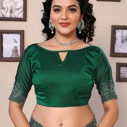 ANJANI TEXTILE Embellished Beads and Stones Tissue Heavy Work Saree image 3