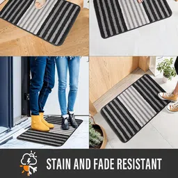 Kuber Industries Grey & Black 6 Pieces Textured Striped Doormats image 5