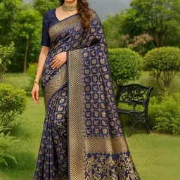 Moda Rapido Women Navy Blue Sarees-picture-30