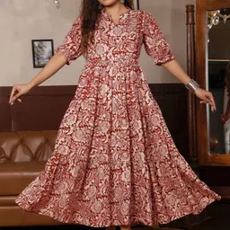PRESHA Women Floral Printed Fit-Flare Maxi Dress-picture-37