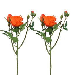 Myntra Elegant Homes Orange 2 Pieces Rose Artificial Flower image 4
