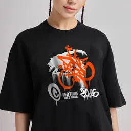 Leotude Women Printed Applique T-shirt-image-55