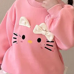 LULU & SKY Girls Hello Kitty Printed Applique Bow Detailed Pullover Sweatshirt image 4