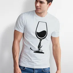 Seekbuylove Men Printed Round Neck Short Sleeves Bio Finish Cotton T-shirt image 4