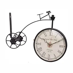 Nutts Black & Beige Riksha Dial Double Sided Analogue Vintage Wall Clock image 2