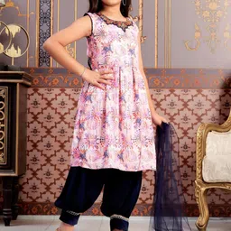 BAESD Girls Floral Printed Round Neck Kurta With Salwar & Dupatta image 2