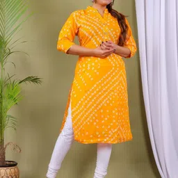 PARTH SY FASHION Women Yellow Blended A-Line Kurtas image 3