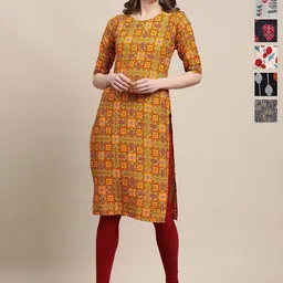 7Threads Selection Of 6 Floral Printed Round Neck Straight Kurta-picture-32