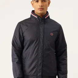 Okane Contrast Trims Mock Collar Reversible Bomber Jacket image 5