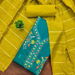 Rangtulika Ethnics Floral Embroidered Thread Work Unstitched Dress Material-picture-16