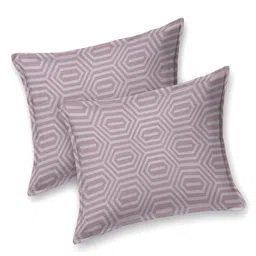 INDRA'S Purple & Cream-Coloured Geometric 250 TC King Bedsheet with 2 Pillow Covers image 5