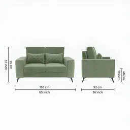 Duroflex Eden 2 Seater Premium Fabric Sofa With Cushion (Jade Green) image 2