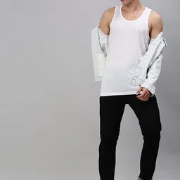 CAVENDERS Pack Of 4 Cotton Basic Innerwear Vests VAN : soft White Premium quality Dno-v21 image 2