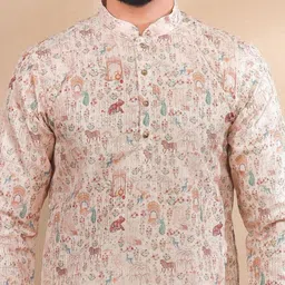 Koshin Floral Printed Straight Cotton Kurta image 4