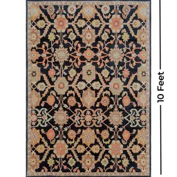 Surya Living Black & Peach-Colored Traditional Anti-Skid Woollen Carpet image 3